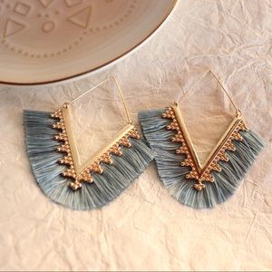 Blue Fringe Drop Earrings